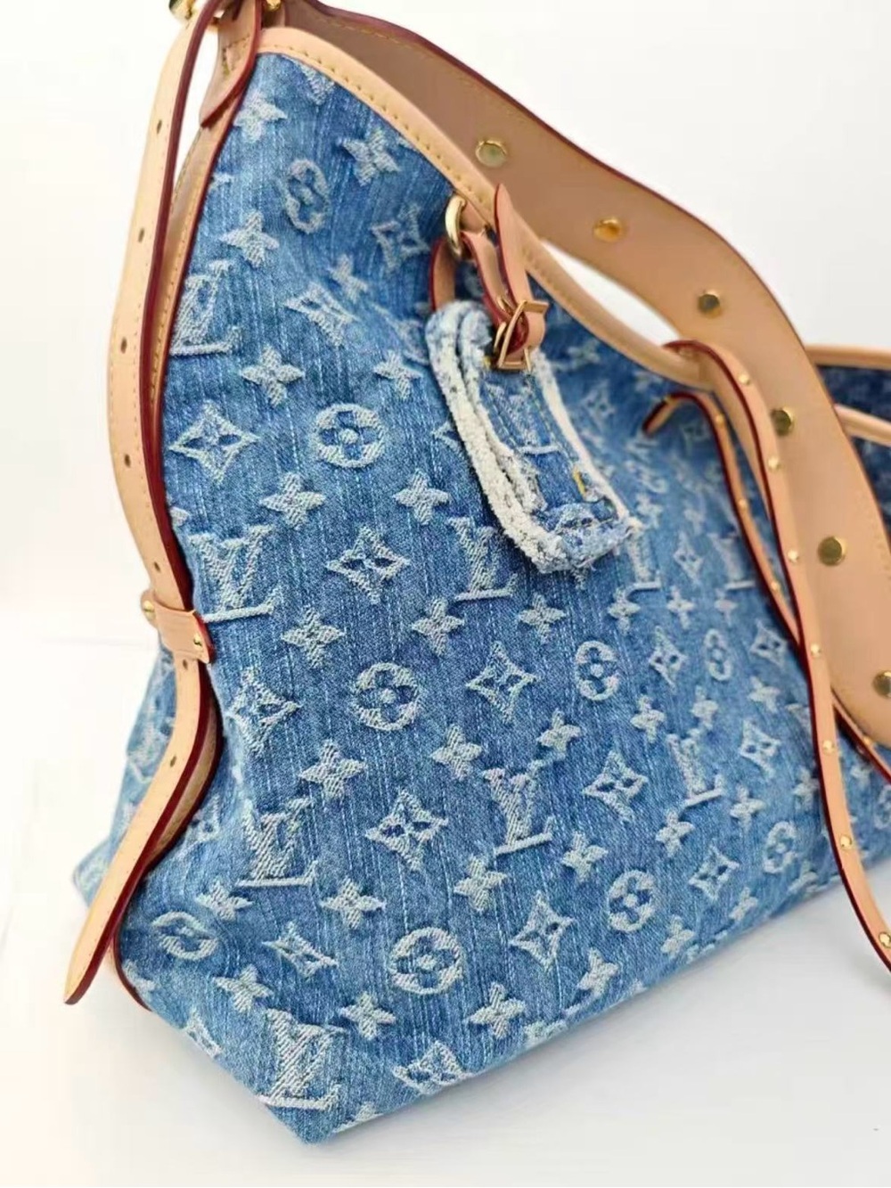 Louis Vuitton Denim Monogram Shoulder Bag with Natural Trim - Picture 2 of 12